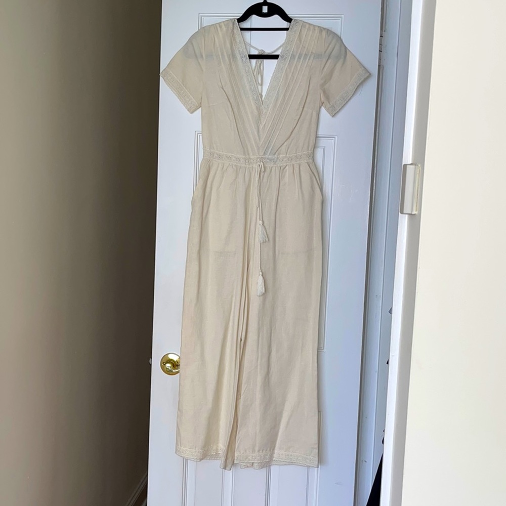 Asos Ivory cotton and linen jumpsuit, size 0